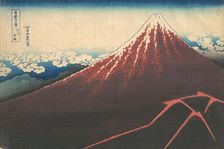 Storm below Mount Fuji (Sanka no haku u), from the series Thirty-six Views of Mount..., ca. 1830-32. Creator: Hokusai