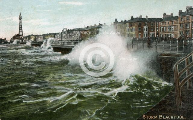 Storm, Blackpool, Lancashire, c1905. Artist: Unknown