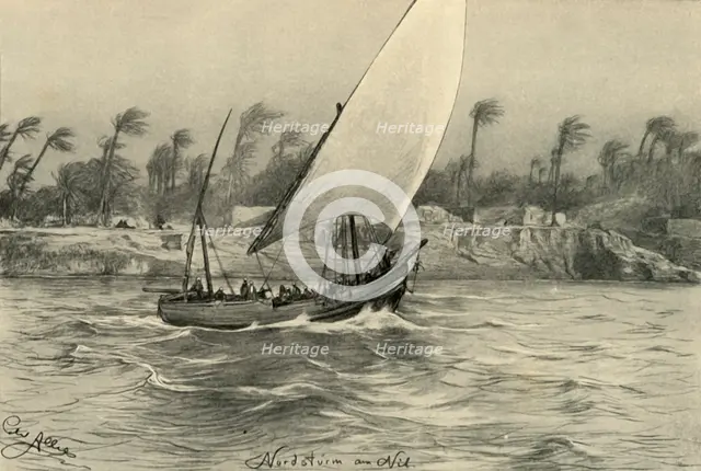 Storm from the north on the River Nile, Egypt, 1898.  Creator: Christian Wilhelm Allers.