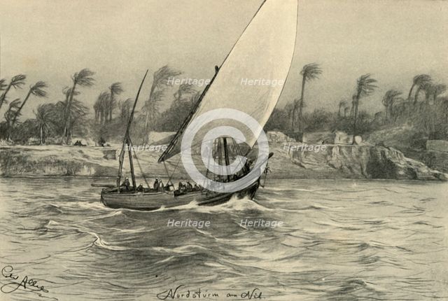 Storm from the north on the River Nile, Egypt, 1898.  Creator: Christian Wilhelm Allers.