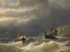 Storm in the Strait of Dover, 1819-1866. Creator: Johan Hendrick Louis Meijer