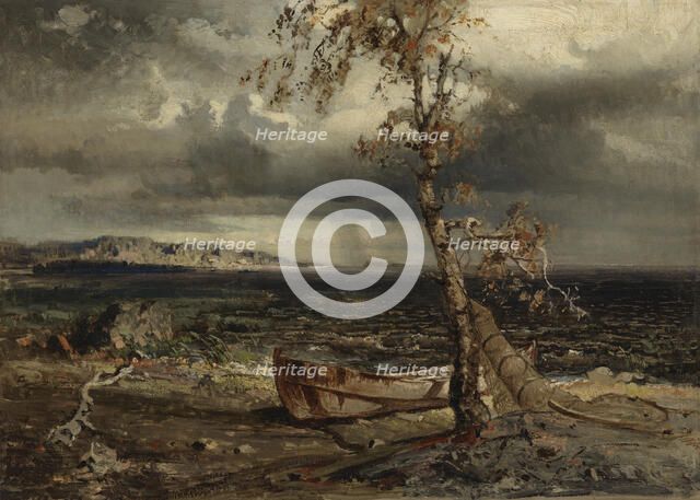 Storm on Lake Nasijarvi, 1860. Creator: Werner Holmberg.
