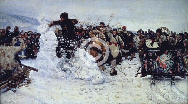 Storm of Snow Fortress, 1891. Artist: Surikov, Vasili Ivanovich (1848-1916)