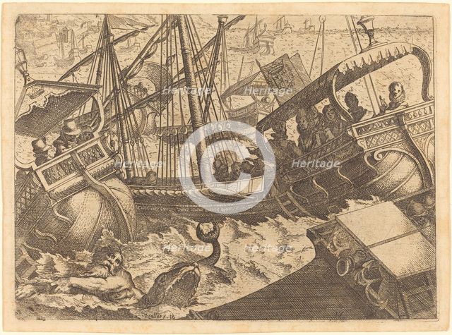 Storm off the Coast of Barcelona, 1612. Creator: Jacques Callot.