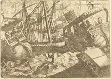 Storm Off the Coast of Barcelona, 1612. Creator: Jacques Callot