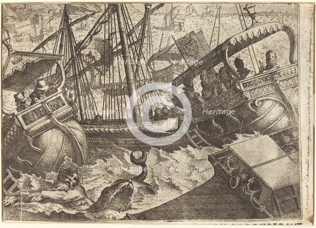 Storm off the Coast of Barcelona [recto], 1612. Creator: Jacques Callot.