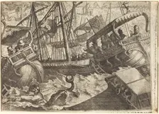 Storm off the Coast of Barcelona [recto], 1612. Creator: Jacques Callot