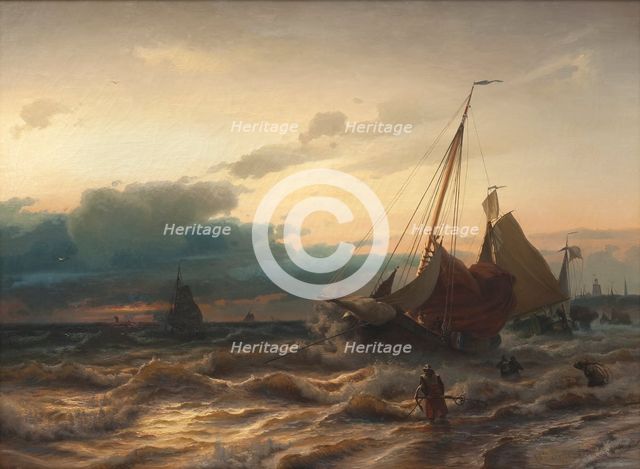 Storm off the Dutch Coast. Scene from Scheveningen, 1865. Creator: Albert Berg.
