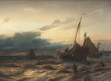 Storm off the Dutch Coast. Scene from Scheveningen, 1865. Creator: Albert Berg