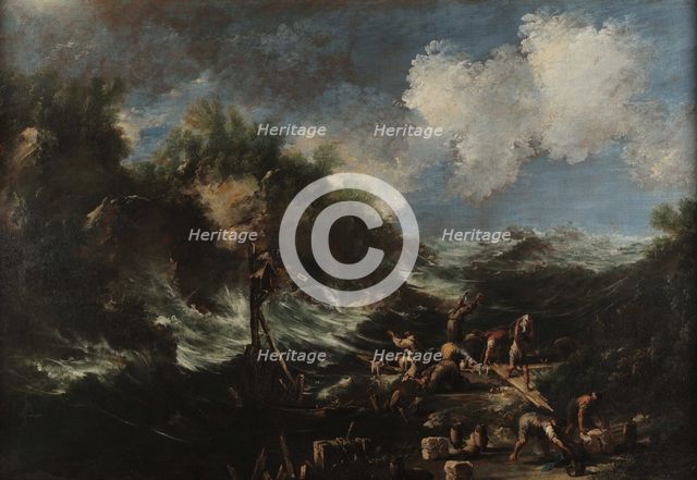 Storm with friars and stevedores, before 1700. Creator: Magnasco, Alessandro (1667-1749).