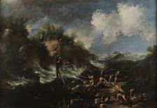 Storm with friars and stevedores, before 1700. Creator: Magnasco, Alessandro (1667-1749)