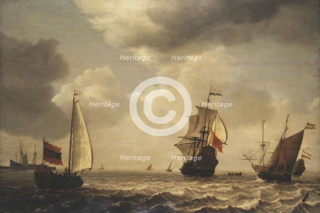 Stormy Sea with Sailing Ships, 1640. Creator: Simon de Vlieger.