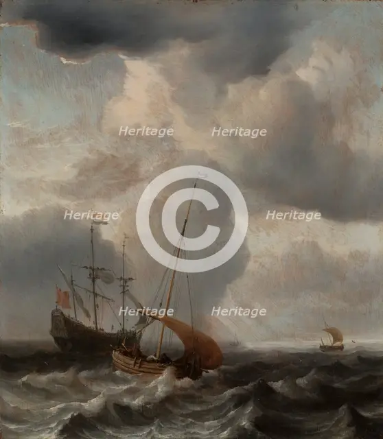 Stormy Sea with Ships, 1659. Creator: Willem van de Velde the Younger.
