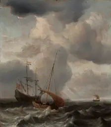 Stormy Sea with Ships, 1659. Creator: Willem van de Velde the Younger