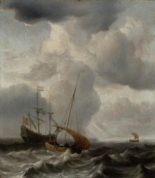 Stormy Sea with Ships, 1659. Creator: Willem van de Velde the Younger