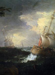 Stormy sea c1700-1750. (Detail). Artist: Leonardo Coccorante