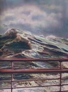 Stormy Seas of the Atlantic Ocean from modern liner 1936