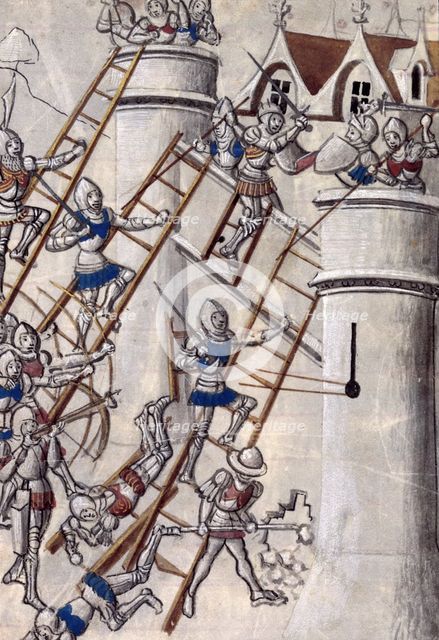 Storming a castle by escalade, c1470. Creator: Unknown.