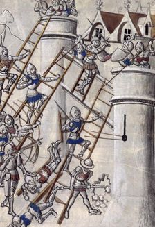 Storming a castle by escalade, c1470. Creator: Unknown