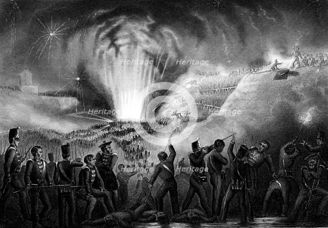 Storming of Badajoz, Spain, Peninsular War, 6 April 1812. Artist: Unknown
