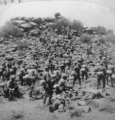 Storming of the Boer kopje by the Suffolks at Colesberg, South Africa Boer War, 1900.Artist: Underwood & Underwood