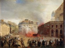 Storming of the Chateau d'Eau at the Palais Royal in Paris, 24th February 1848, ca 1848. Creator: Anonymous