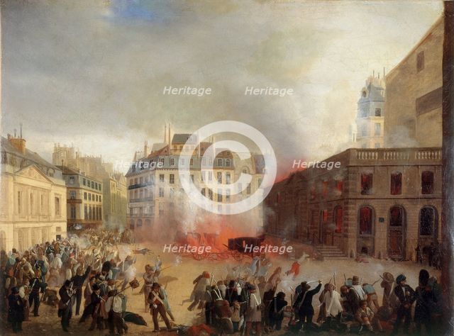Storming of the Chateau d'Eau at the Palais Royal in Paris, 24th February 1848, ca 1848. Creator: Anonymous.