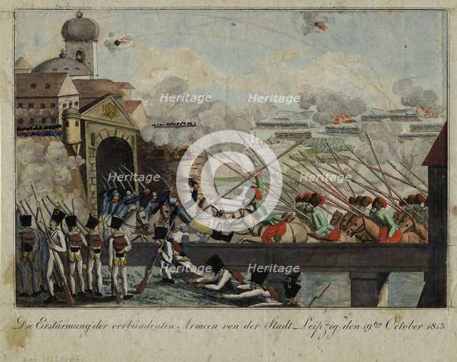 Storming of the city of Leipzig by the Allied troops. Artist: Anonymous 