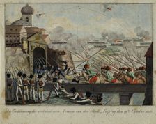 Storming of the city of Leipzig by the Allied troops. Artist: Anonymous
