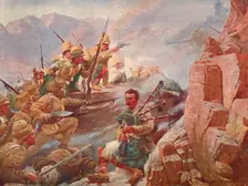 Storming of the Dargai Heights by the 1st Gordon Highlanders and the Gurkhas, 1897 (1906). Artists: Vereker Monteith Hamilton, Unknown