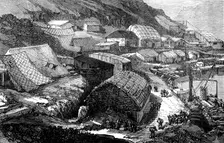 Store sheds and condensing tanks, 1871. Creator: Unknown