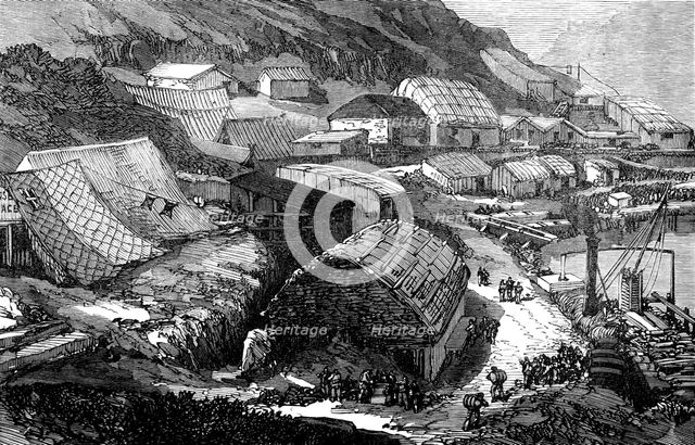 Store sheds and condensing tanks, 1871. Creator: Unknown.