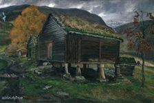 Storehouse in Jolster, painted before 1905. Creator: Nikolai Johannes Astrup