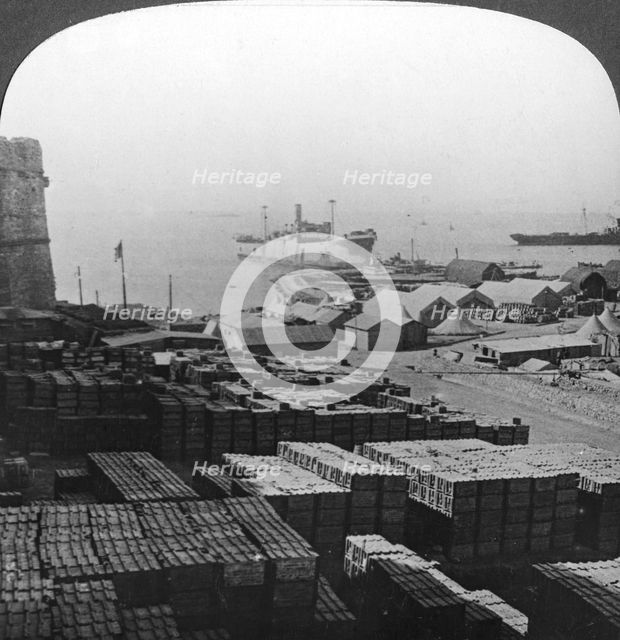 Stores at Sedd el Bahr, Gallipoli, Turkey, World War I, 1915. Artist: Realistic Travels Publishers