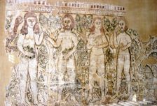 Story of Adam and Eve, Early Coptic Wallpainting. Egypt, c6th century
