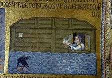 Story of Noah: Noah sending the raven and the first dove (Detail of Interior Mosaics in the St. Mark's Basilica), 11th century. Artist: Byzantine Master
