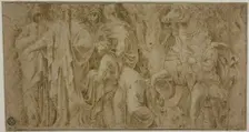 Story of Niobe: Niobe Receiving Gifts from Worshippers; Youth with Horse, n.d. Creator: Unknown