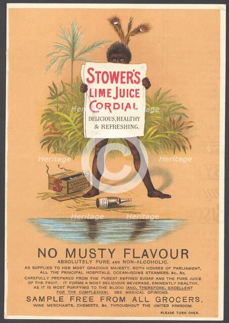 Stower's Lime Juice Cordial, 1890s. Artist: Unknown