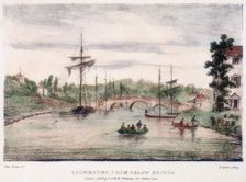 Stourport-on-Severn, Worcestershire, from below the bridge, c1795. Creator: Samuel Ireland