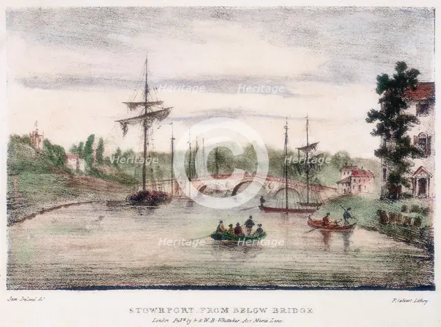 Stourport-on-Severn, Worcestershire, from below the bridge, c1795.   Creator: Samuel Ireland.
