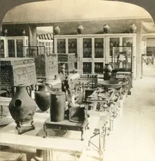 Stove and money chests found at Pompeii, National Museum, Naples, Italy c1909. Creator: Unknown