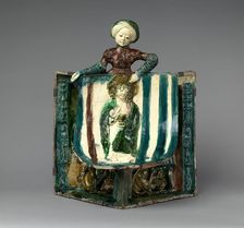 Stove Tile with Saint John the Evangelist and Samson, Hungarian, late 15th century. Creator: Unknown