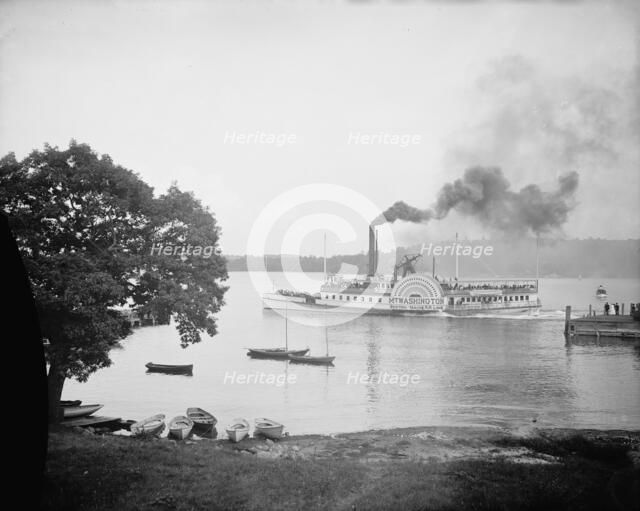 Str. Mt. Washington leaving wharf at Weirs, Lake Winnipesaukee, N.H., (1906?). Creator: Unknown.