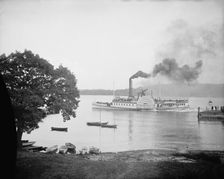 Str. Mt. Washington leaving wharf at Weirs, Lake Winnipesaukee, N.H., (1906?). Creator: Unknown