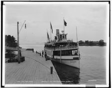 Str. New Island Wanderer landing at the Frontenac, Round Island, N.Y., between 1890 and 1901. Creator: Unknown