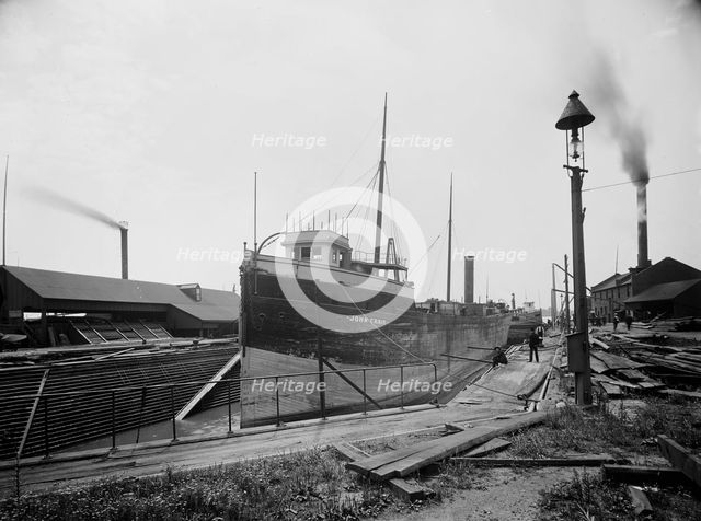 Str. John Craig in dry dock, Detroit, between 1900 and 1905. Creator: Unknown.