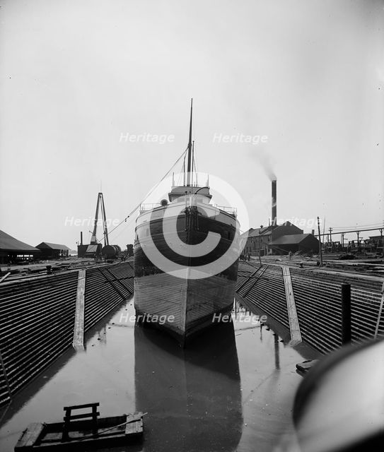 Str. John Craig in dry dock, Detroit, between 1900 and 1905. Creator: Unknown.