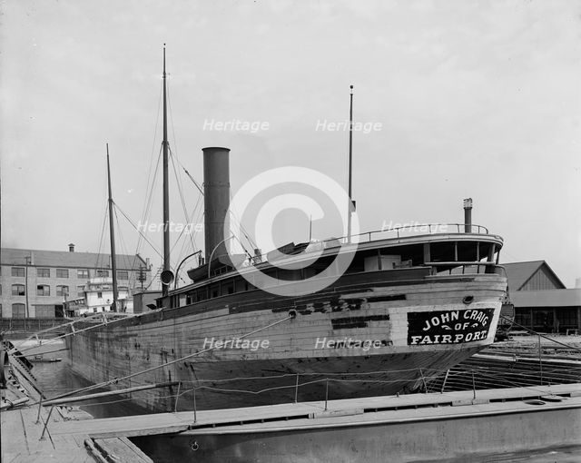 Str. John Craig in dry dock, Detroit, between 1900 and 1905. Creator: B. F. Mills.