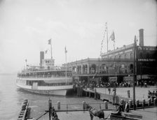 Str. Pleasure at ferry dock, Detroit, Mich., between 1900 and 1906. Creator: Unknown