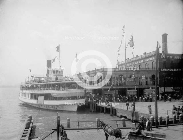 Str. Pleasure at ferry dock, Detroit, Mich., between 1900 and 1906. Creator: Unknown.